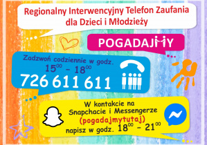 Plakat z telefonem zaufania dla dzieci i młodzieży